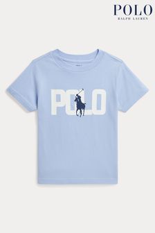 Blau - Polo Ralph Lauren Jungen T-Shirt aus Baumwolljersey mit die Farbe wechselndem Logo (K94404) | 70 €