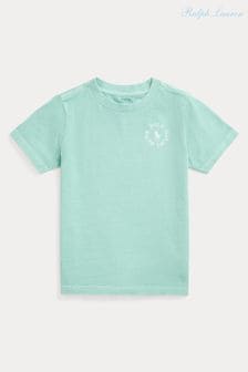 Зеленый - Хлопковая футболка для мальчиков с логотипом Polo Ralph Lauren (K94739) | €62 - €67