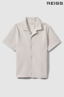 Reiss Silver Gerrard Teen Textured Cotton Cuban Collar Shirt (K95867) | SGD 99