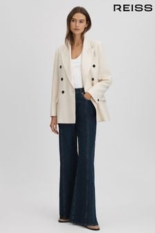 Reiss White Bronte Textured Double Breasted Blazer (K95883) | AED2,650