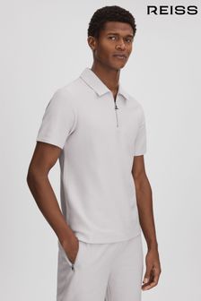 Reiss Felix Textured Cotton Half Zip Polo Shirt
