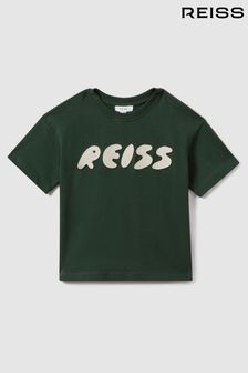 Hunting Grün - Reiss T-Shirt aus Baumwolle mit Rundhalsausschnitt und Schriftzug, Sand (K95908) | 37 €