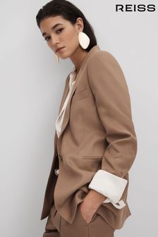Reiss Mink Neutral Wren Single Breasted Suit Blazer (K95910) | LEI 2,063