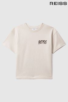 Reiss Ecru Abbott Teen Cotton Motif T-Shirt (K95936) | OMR18