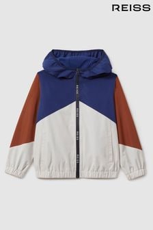 Reiss Stone/Blue/Tobacco Bates 13-14 yrs Colourblock Hooded Mac (K95941) | $131