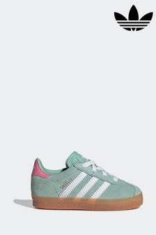 Adidas Oringnal Light Green Gazelle Elastic Lace Trainers (K96169) | $69