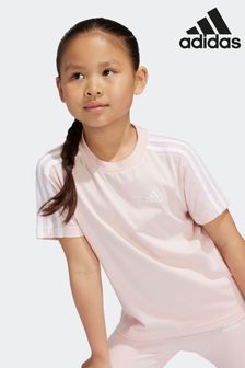 Розовый - Хлопковая футболка с 3 полосками Adidas Sportswear Essentials (K96455) | €16