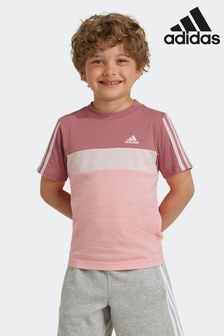 adidas Red adidas Kids Tiberio 3-Stripes Colorblock 100% Cotton T-Shirt (K96563) | $22