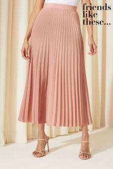 Friends Like These Blush Pink Pink Pleat Summer Midi Skirt (K96835) | 55 €