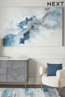 Blue/Silver Extra Large Abstract Canvas Wall Art (K96942) | €212