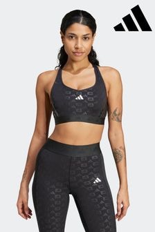 adidas Black Power Hyperglam Medium Support Bra (K97453) | $57