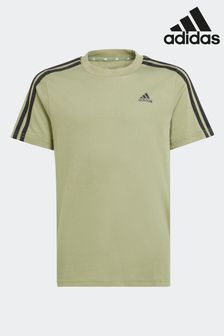 Sage Green - Adidas Essentials 3-stripes Cotton T-shirt (K97644) | kr240