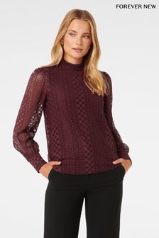 Forever New Purple Josephine High Neck Lace Top (K97702) | €71
