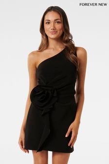Forever New Black Arabella Petite Rosette Mini Dress (K97712) | €157