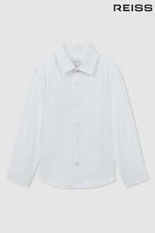 Reiss White Marcel Slim Fit Textured Bib Dinner Shirt (K97774) | 337 SAR