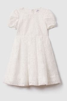 Reiss Ivory Emelie Teen Lace Puff Sleeve Dress (K97790) | AED648