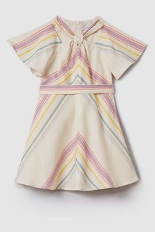 Reiss Ivory Kitty 13-14 yrs Linen Cotton Knot Detail Dress (K97791) | $133