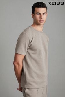 Taupefarben - Reiss Bradley Jersey-T-Shirt mit Rundhalsausschnitt und Interlocknähten (K97806) | 106 €
