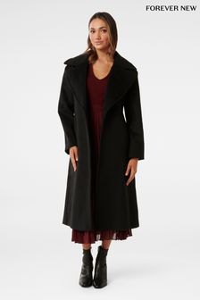 Forever New Black Priya Petite Wrap Coat (K97839) | €160