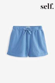 self. Blue Cotton Blend Shorts (K97924) | $43