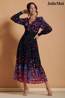 Jolie Moi Pink Lilah Symmetrical Print Lace Maxi Dress (K98081) | €121