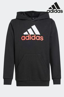 Dark Black - adidas Sportswear Essentials Kapuzensweatshirt aus Baumwolle mit zweifarbigem großem Logo (K98306) | 46 €