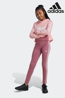 adidas Pink Dark Kids Sportswear Tiberio 3-Stripes Colorblock Fleece Leggings Set (K98324) | $77