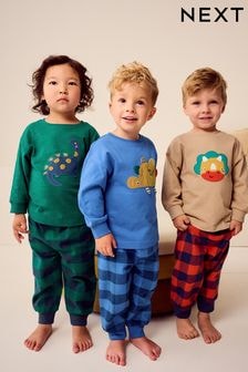 ديناصور أخضر/برتقالي/أزرق - Check Woven Bottom 100% Cotton Pyjamas 3 Pack (9mths-8yrs) (K98565) | ‏191 ر.س.‏ - ‏227 ر.س.‏