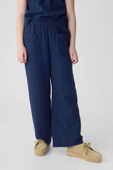 Синий - Gap жатые хлопковые брюки с широкими штанинами (K98576) | €27