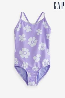 Gap Purple Flower Cross Back Swimsuit (4-12yrs) (K98615) | €33