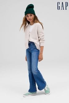 Gap Dark Blue High Waisted 70s Distressed Flare Washwell Jeans (5-13yrs) (K98619) | €35