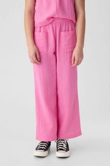 Rosa - Pantalones de pernera ancha de algodón arrugado de Gap (K98628) | 28 €