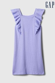 Gap Blue Cotton Knit Ruffle Sleeve Dress (K98632) | €39