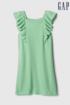 Gap Green Cotton Knit Ruffle Sleeve Dress (K98638) | €31