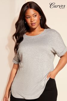 Curves Like These Grey Soft Touch Short Sleeve Tunic Top (K98667) | €31