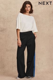 Black with Blue Stripe Ponte Side Stripe Track Pant Trousers (K98882) | Kč930