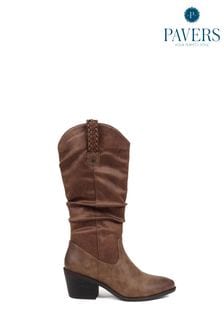 棕色 - Pavers黑色西部風格中筒靴 (K99145) | NT$2,330