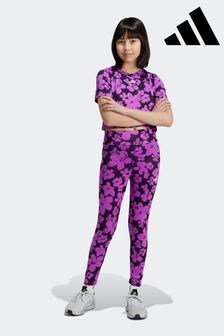 adidas Purple Kids Train Essentials Seasonal Printed High Waisted 7/8 Training Leggings (K99284) | $39