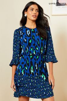 темно-синий Animal - Платье мини с круглым вырезом и принтом Love & Roses (K99475) | €66