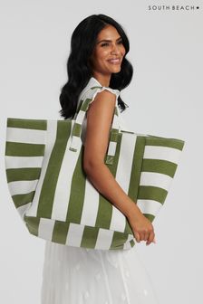 South Beach Green Oversized Shoulder Striped Tote (K99856) | €32