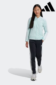 Grey adidas tracksuit with green stripes outlet