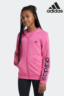 adidas Pink Sportswear Essentials Linear Logo Full Zip Hoodie (K99890) | $57