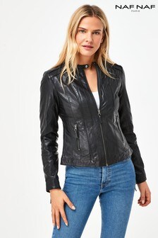Naf Naf Black Leather Jacket (L00157) | $227