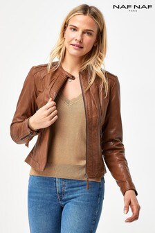 Naf Naf Brown Leather Jacket (L00158) | ₪ 608