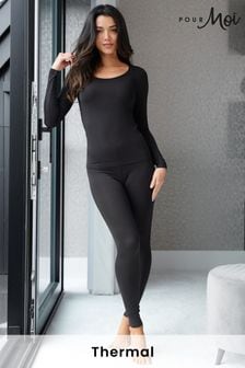 Czarny - Ciepłe legginsy Pour Moi gładko przylegające do skóry (L00508) | 105 zł