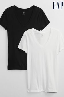 Gap Black/White Favourite Short Sleeve V-Neck T-Shirt 2-Pack (L00685) | €12.50