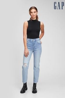 Gap Light Wash Blue High Waisted Ripped Straight Jeans (L00919) | €79 - €93