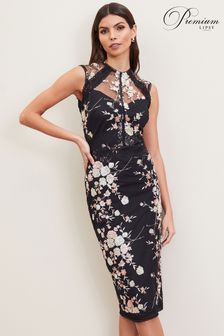 Черно-белое кружевное платье миди с вышивкой Lipsy (L01032) | €107