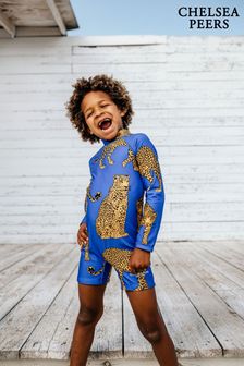 Chelsea Peers Blue Kids' Leopard Print Long-Sleeve UV Swimsuit (L02777) | 37 €