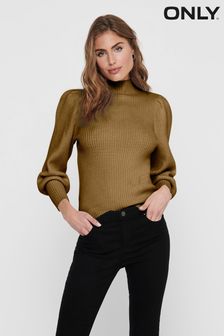 ONLY Brown Puff Sleeve Knitted Jumper (L02787) | €23